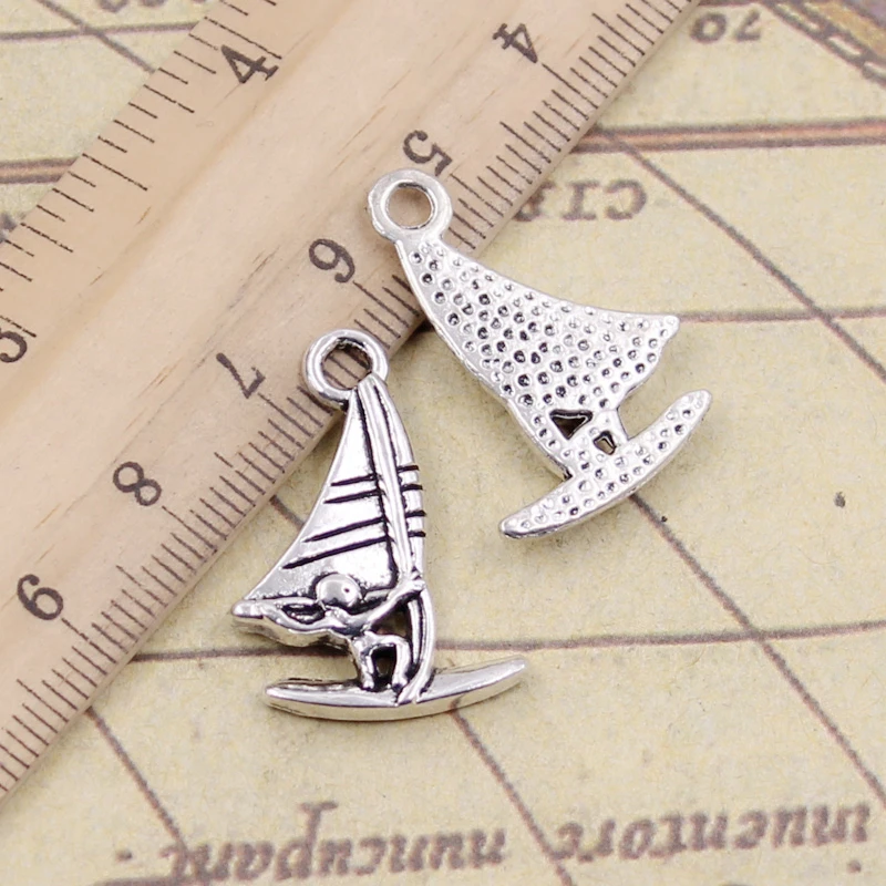

10pcs Charms Windsurfer Windsurfing Sailing Sporter 26x16mm Tibetan Silver Color Pendants Antique Making DIY Handmade Jewelry