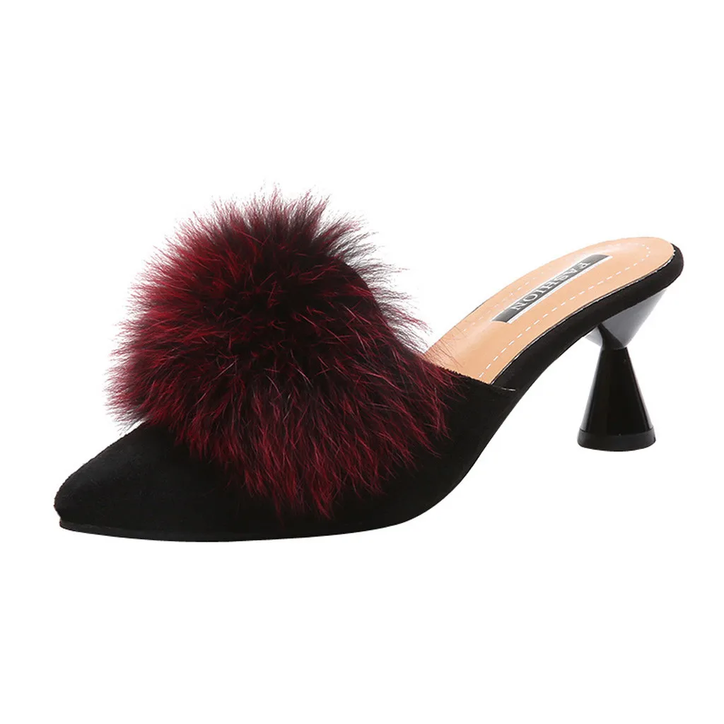 heels with fur on toe