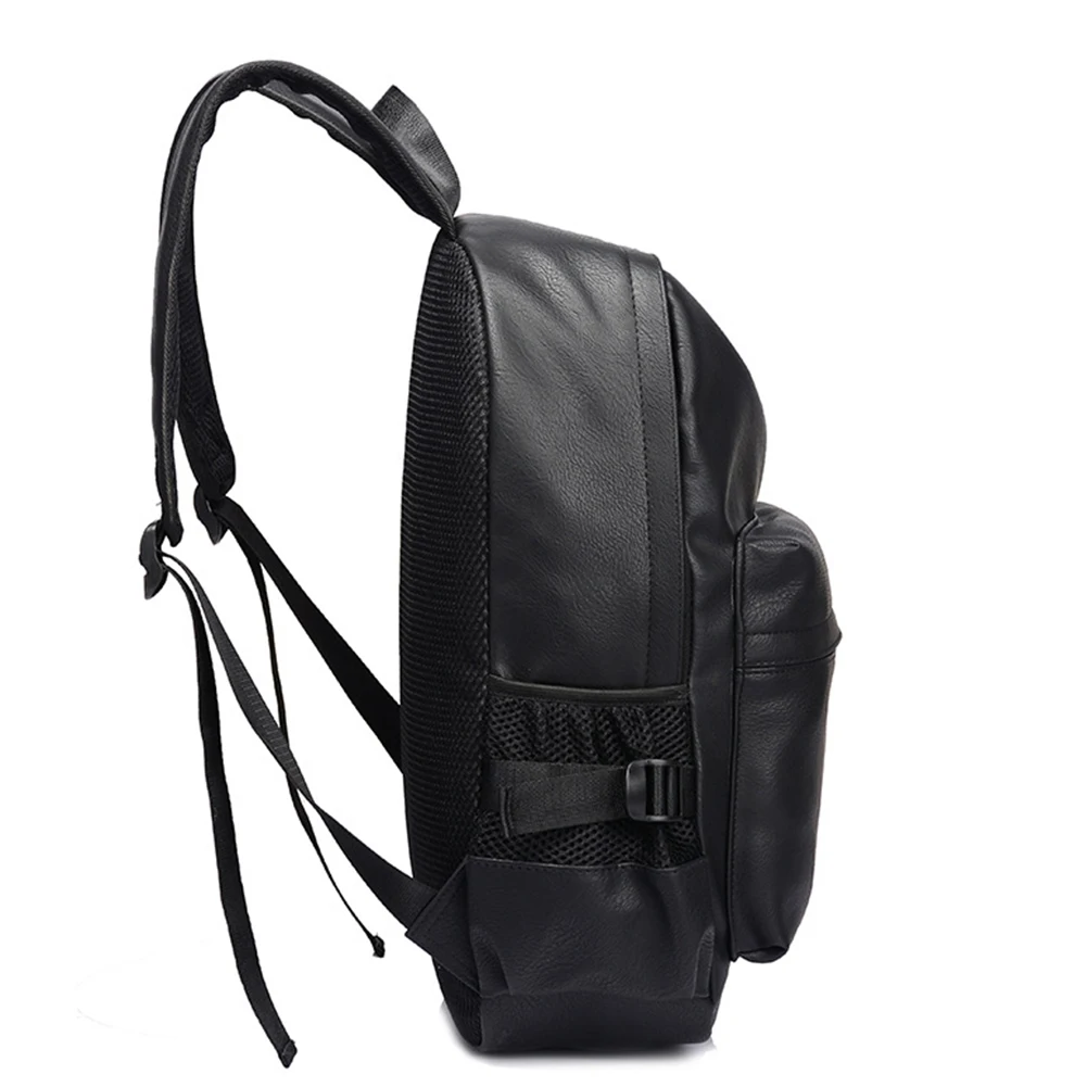 Mochilas Повседневная мода Мужчины искусственная кожа Водонепроницаемый Школьный рюкзак высокого качества однотонные на молнии дорожная сумка