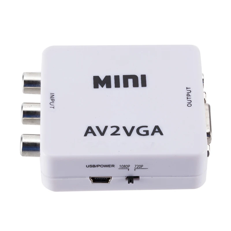 AV в VGA видео конвертер Мини HD RCA CVBS AV2VGA видео конвертер convoor адаптер к ПК HDTV конвертер с 3,5 мм аудио