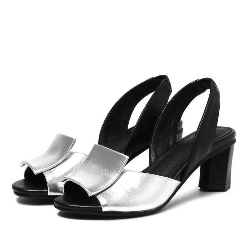 Square Toe Women Sandals High Heels Summer One Strap Slingbacks Women Sandalias Mujer Sandale Femme Large Size 35-43