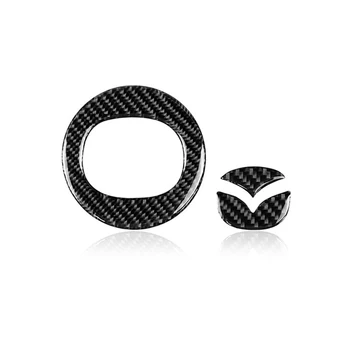 

for Mazda CX-5 Car Steering Wheel Logo Stickers Carbon Fiber Auto Decorative Styling Decals Sticker 3Pcs