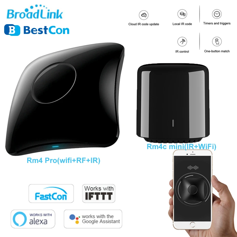 

Broadlink Bestcon RM4 Pro/Rm4C Mini WiFi IR RF Universal Smart Remote Controller Automation Modules Work With Alexa Google Home