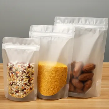 

100 Pcs Matte Full Transparent Stand Up Zip lock Pouches,Matte Clear Stand Up Zip lock Bags,Food Storage Bags,Width 9cm to 15 cm