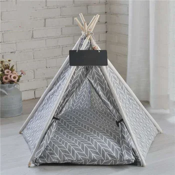 

Portable Pet Tent Dog House kitten House Washable Teepee Puppy Cat Indoor Outdoor Kennels Dogs Cats Teepee Cave with Mat
