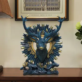 

European Art Luxury Resin Deer Head Decoration Home Decorations Large Retro Animal Statues Move To New Home Opening Craft Gifts