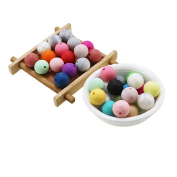 

silicone beads round candy color 100PC baby teether 15mm rounb beads Necklace Pendant DIY nursing bracelet kids beads