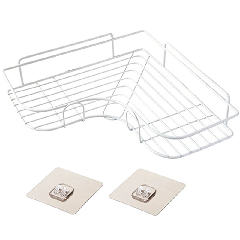 1PCS White 3 шт., новинка, кухонные аксессуары для ванной комнаты, органайзер, настенная полка, угловая полка для ванной комнаты, держатель для фена, стойка для хранения, полки для душа - Цвет: 1PCS White