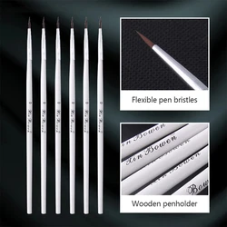6Pcs/Set Fine Hand-painted Thin Hook Line Pen Drawing Art Pen #0 #00 #000 Paint Brush Art Supplies Nylon Brush Painting Pen