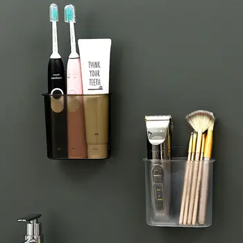 

Paste Hanging Toiletries Cosmetic Container Bathroom Organizer Wall Mounted Toothbrush Holder Shelf Toothpaste Storage Box U3