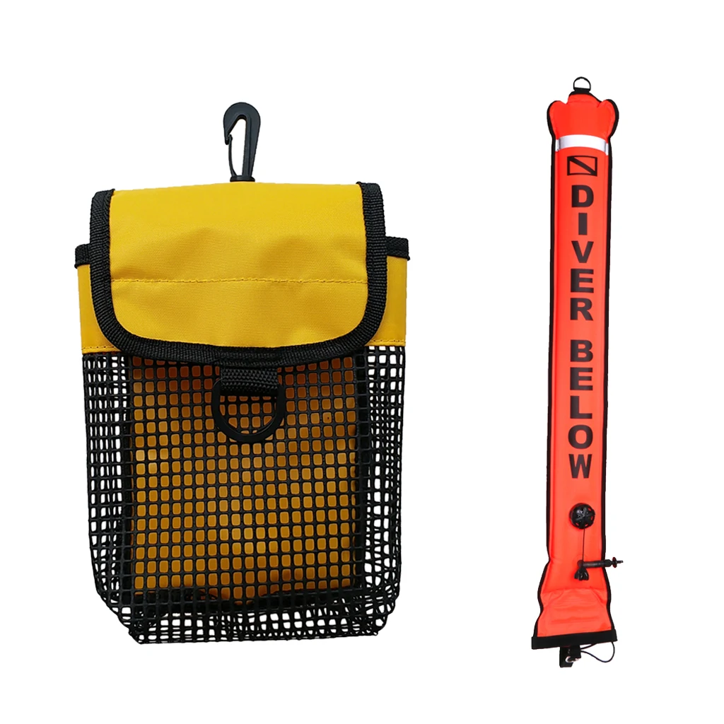 

6' Dive Surface Marker Buoy SMB Diver Below Safe Marker Sausage Tube & Mesh Bag for Water Sports Sufing