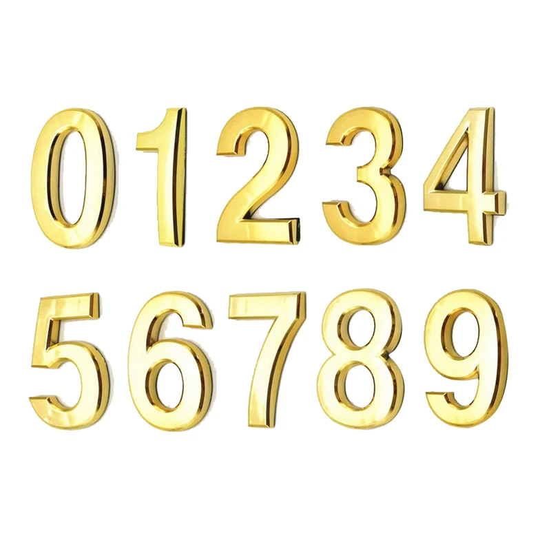 

10 Pieces Golden Self-Adhesive Door House Numbers Mailbox Numbers Street Address Numbers for Residence and Mailbox Signs 0 to 9