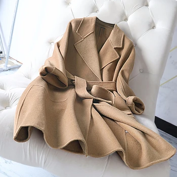 

2019 long double cashmere Winter Coat Women thick loose wool jacket Plus size autumn and winter new arrival 6colors