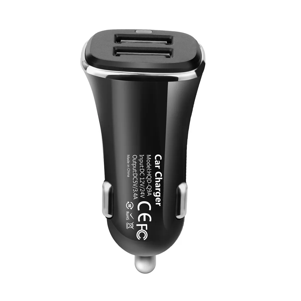 Автомобильное зарядное устройство 6A 12 V-24 V D C адаптер Dual USB QC 3,0 порт автомобильное зарядное устройство мини Совместимо с любыми Android и мобильными устройствами