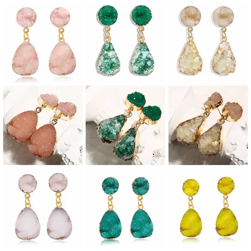 

Fashion Design European Resin Stone Drop Earring Chic Colorful Acrylic Irregular Handmade Earrings For Women Accessories Brinco