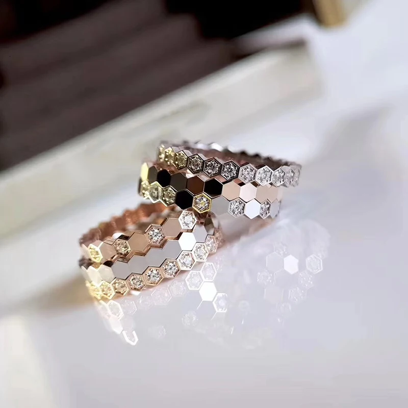 Роскошные брендовые ювелирные изделия из чистого 925 пробы серебра, кольца для влюбленных в пчелу, серебряные обручальные кольца, обручальные кольца высшего качества, волнистые кольца в виде пчелы