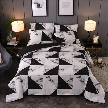 

Marbling Geometric Pattern Bed Linen Simple Black and White Duvet Cover Sets 3Pcs Bedclothes King Queen Size Bedding Set