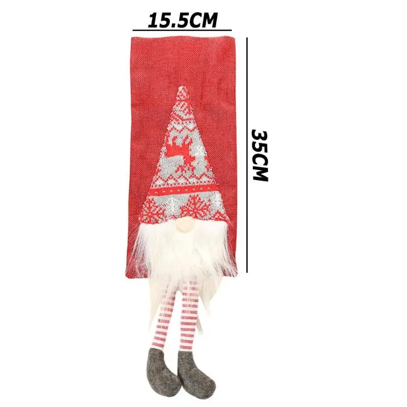 Merry Christmas Cartoon Wine Bottle Cover Three-Dimensional Tailoring Vivid Image Rudolph Beard Red Photographic Props Red/Grey