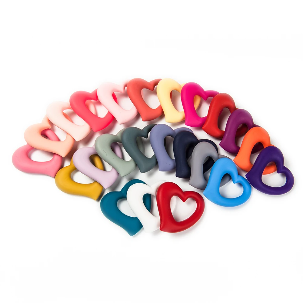 

Cute-idea 1pc Baby Teether Silicone Clip Heart Cartoon Chew Pendant Nursing Pacifier Clip Necklace Soothe Teething Newborn Toys