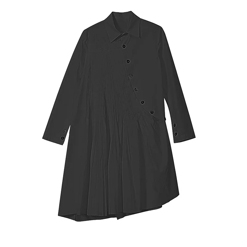 Neploe/ Новая Осенняя шифоновая рубашка в складку, элегантная однотонная Корейская блуза средней длины с отложным воротником и пуговицами, Blusas 45844