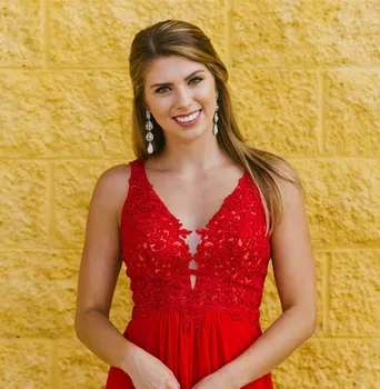 

Red Lace Appliques Tops Chiffon Short Cocktail Party Homecoming Dresses vestidos de coctail