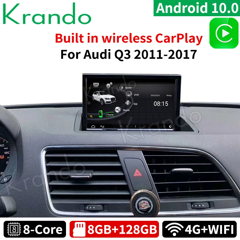 Krando Android 10 0 8G 128G 8-ядерный 8 ''для Audi Q3 2011-2017 Автомобиль Радио Dvd Gps навигации
