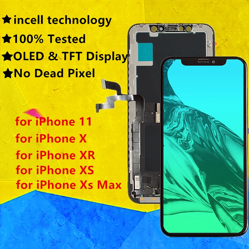 100% протестированный класс для iphone X OLED XS XR TFT Max с 3D сенсорным дигитайзером в сборе