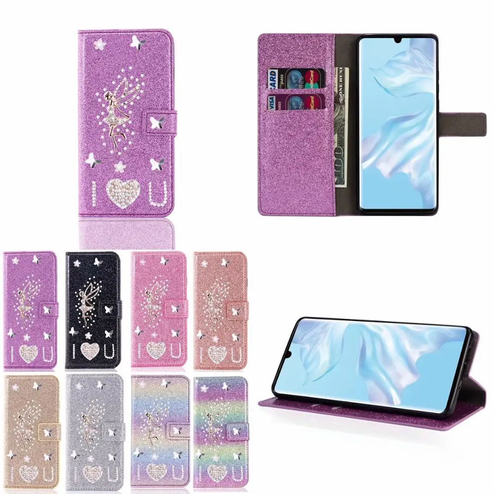 Блестящий чехол для huawei P20 Lite, блестящие стразы, Алмазный Кожаный флип-чехол для huawei P30 Mate20 Mate10 Pro, чехлы-бумажники