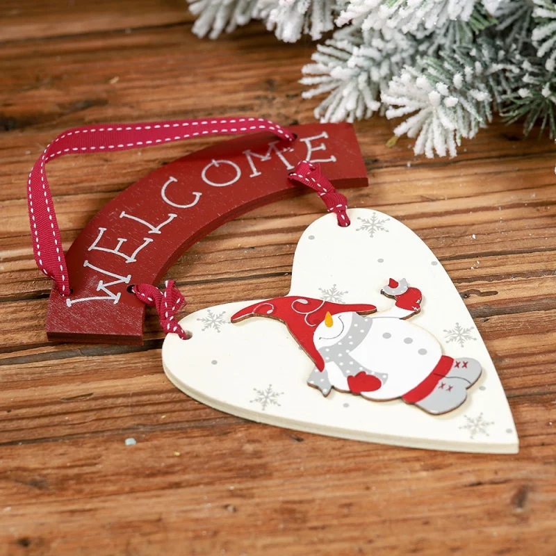 Рождественские украшения деревянные висячие знак приветствия с подвеской в форме сердца для рождественской елки дома стены двери окна Декор