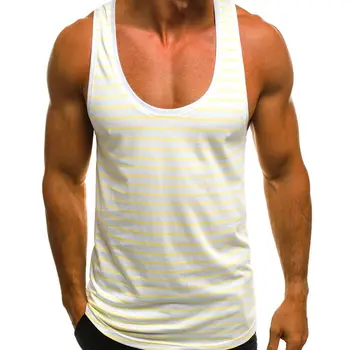 

Casual Striped Men's Sleeveless Gym Vest Summer Tank Tops Marine Large size Vests Beach Training Gym Wear Men Vest