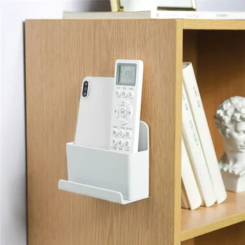 

Hanging Remote Control Storage Box Mobile Phone Plug Holder Container Sundries Plastic Household Wall Storage Organization