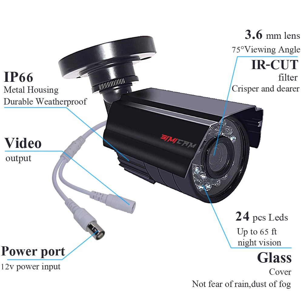 Система видеонаблюдения CCTV камера видеорегистратор 4CH DVR AHD наружный комплект 720P
