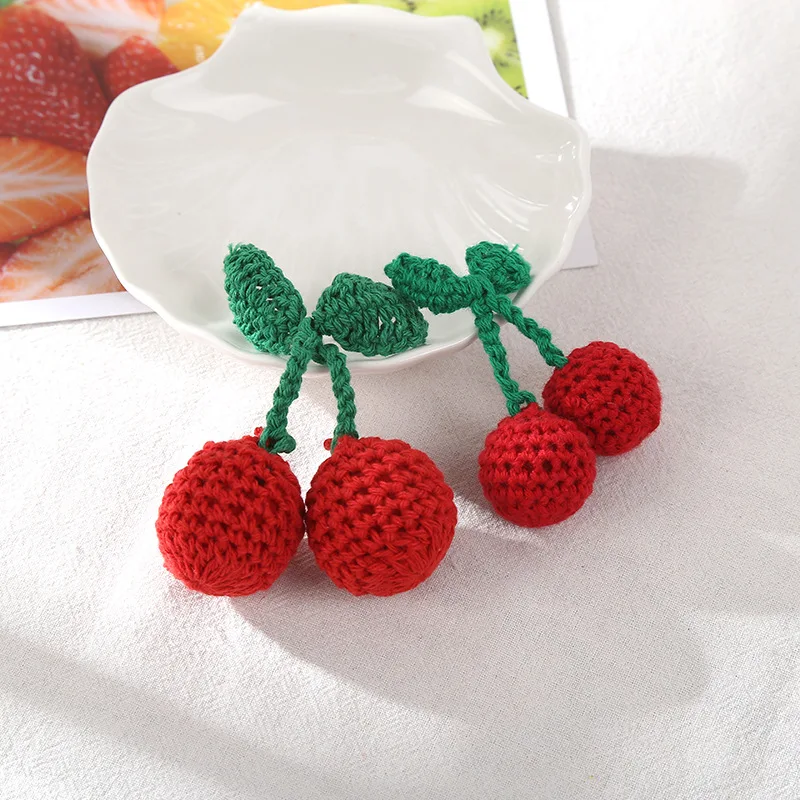 

8PCS/Lot Woolen Yarn Embroidery Cherry Patches Sew-on Appliques for crafts headwear Accessories DIY Hair Clip Decor supplies