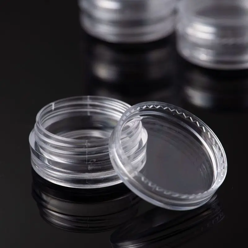 50Pcs 3ML Clear Plastic Jewelry Bead Storage Box Small Round Container Jars Make Up Organizer Boxes