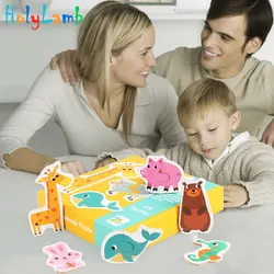 Puzzle 3d en bois pour enfants, jouets éducatifs pour bébés, animaux et légumes 