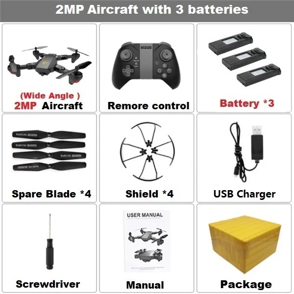 2MP 3B FB VISUO XS809HW Дрон 2MP широкоугольный wifi FPV камера Дроны с камерой 0.3MP селфи складной RC Квадрокоптер мини Дрон CS SG107 - Цвет: 2MP 3B FB