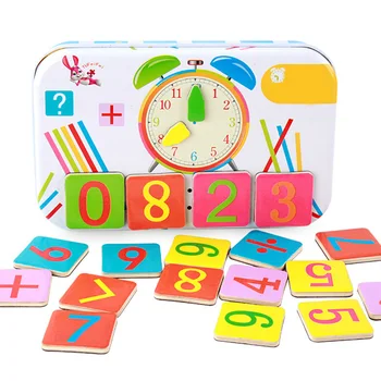 

Kindergarten Children Wooden Arithmetic Learning Box Puzzle Early Education Wooden Blocks Clock Counting Rod For Kids Gift