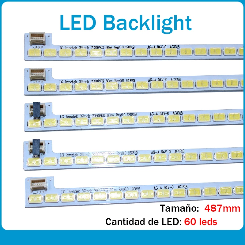 

487mm luz de fondo LED tira 60 lámpara para LG Innotek 39 pulgadas 7030PKG 60ea Rev0.0 73.39T03.003-0-JS1 tv partes