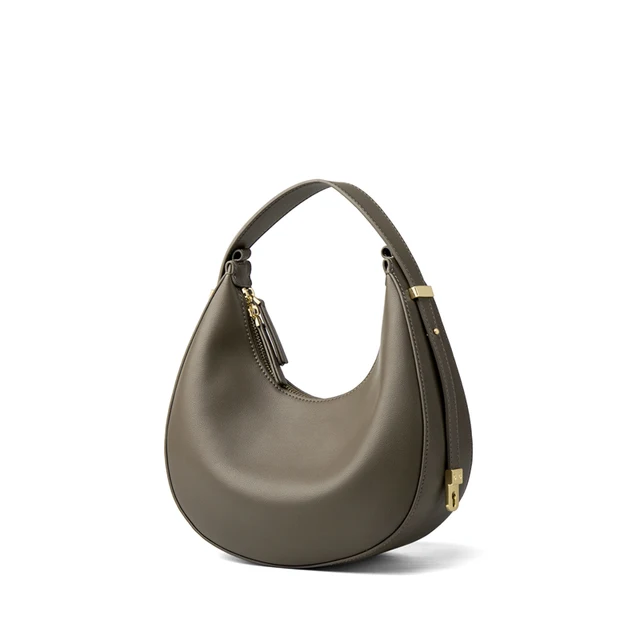 Limited -only few ZOOLER Original Bag Fashion luxury Genuine Leather Bags ladies Women Handbag First Cow Half Moon Purses#SC1005 gray