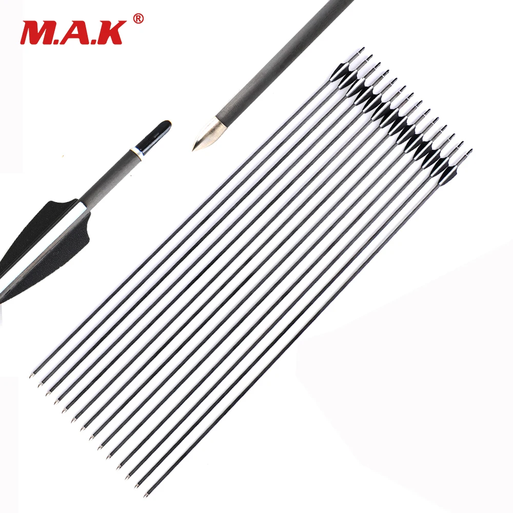 

30 Inches Pure Carbon Arrow Spine 700 Diameter 6mm and Explosion-proof Nock for Archery Hunting Shooting Practise