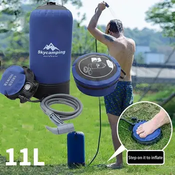 

Heated Shower Bag Outdoor Shower Bag Hiking Solar Energy Bath with Foot Pump 11L Camp Hot Water Fold Field Survival