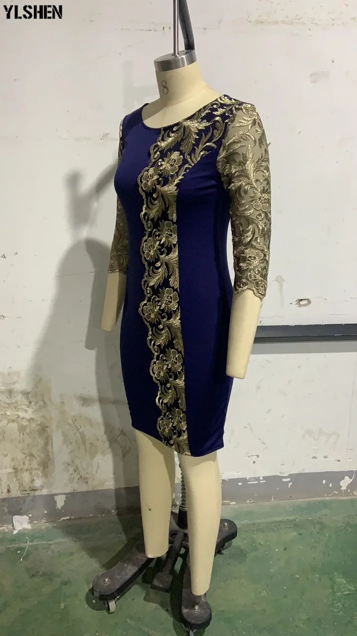 S-5XL African Dress Africa Dresses for Women New Dashiki Lace Embroidery Bazin Bodycon Dress Vestido Africano Robe Ladie Clothes 02