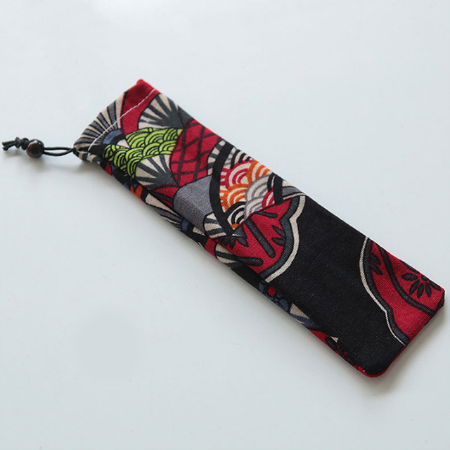 Style Cutlery Bag Reusable Travel Drawstring Pouch for Kitchen Tableware Fork, Spoon, Bamboo Chopsticks, Cleaning Brush