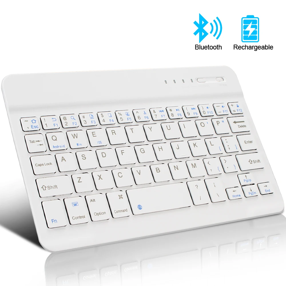 Белый Мини Беспроводная Bluetooth клавиатура ультратонкий для ноутбука iPad Apple Mac планшет для телефона универсальная Поддержка IOS Android Windows - Цвет: Белый