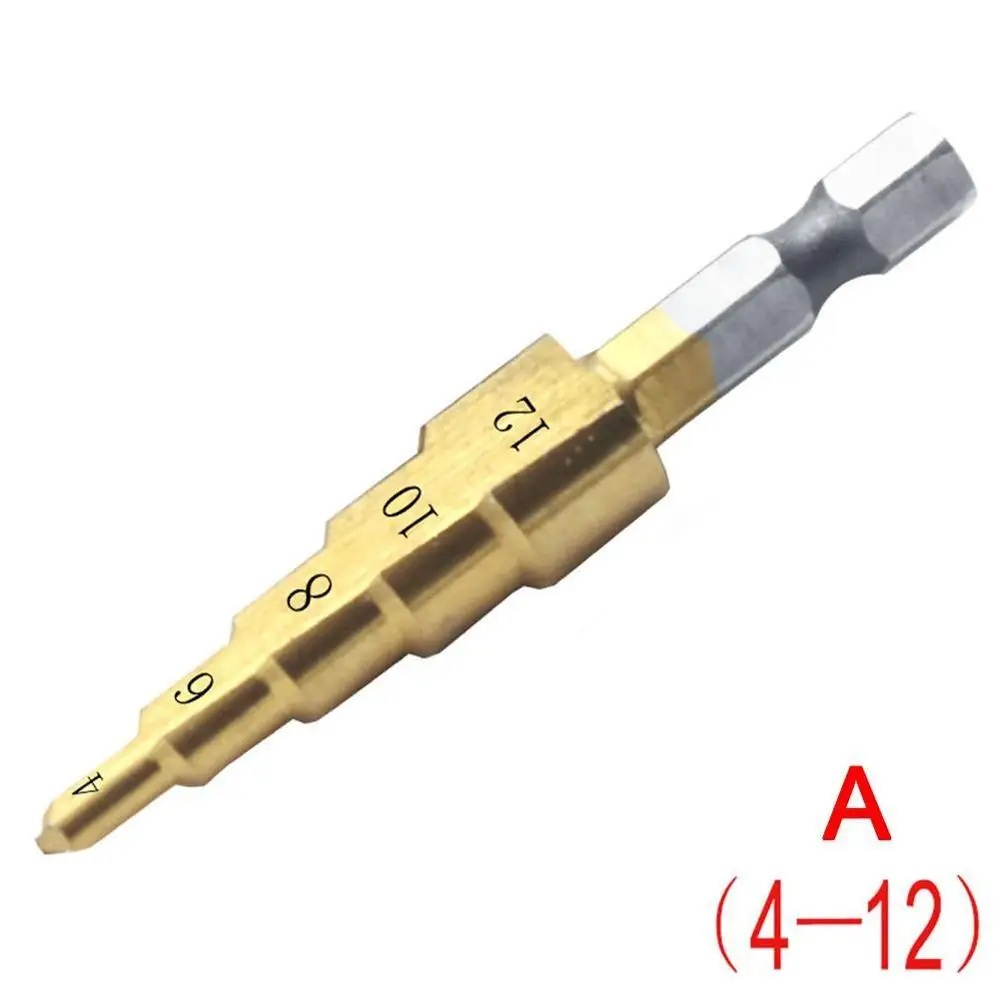 4-12 4-20 4-32 HSS с титановым покрытием Шаг сверло инструменты для сверления для металла высокоскоростная стальная деревянная дырочка конусная дрель - Цвет: A