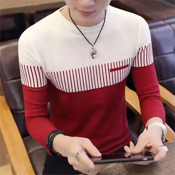 

2019 Mercerized Cotton New Fashion Brand T Shirts Mens Clothing Slim Fit Streetwear Tops Trends Long Sleeve Korean T-Shirt Mens