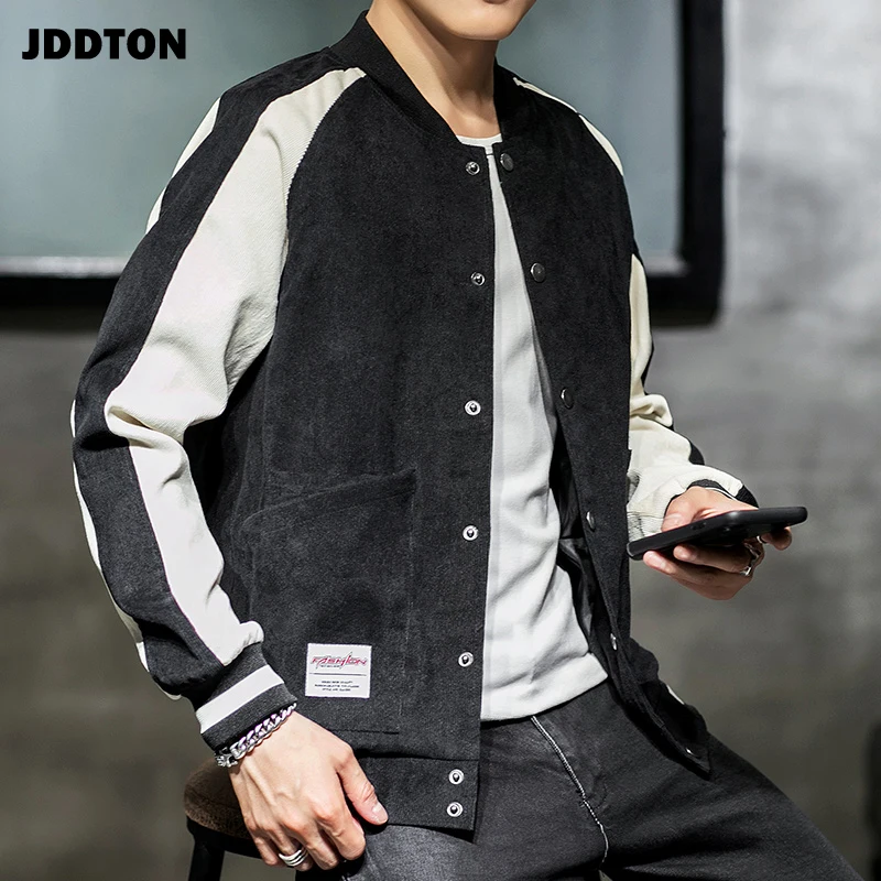 JDDTON New Men's Standing Collor Jackets Patchwork Baseball Uniform Man Casual Windbreaker Loose Hip Hop Fashion Male Coat JE303 | Мужская