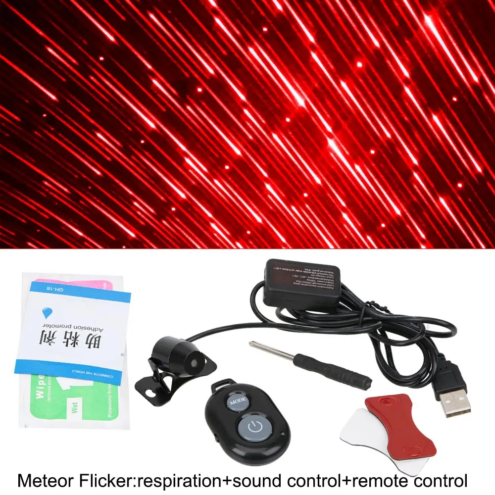 3 modes meteor FORAUTO автомобиль DJ красочная музыкальная звуковая лампа атмосферная звезда светильник с устройством дистанционного управления Голосовое управление Светодиодный светильник USB штекер - Испускаемый цвет: 3 modes meteor