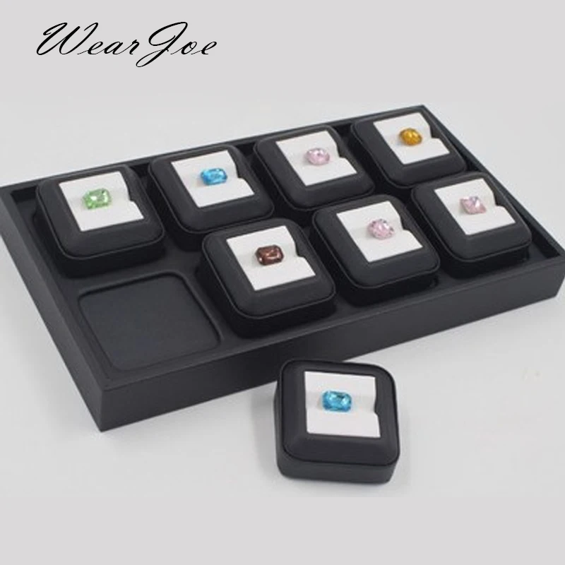 HauteJewelleryDiamondGemStorageShowTrayBlackPULeatherLoose