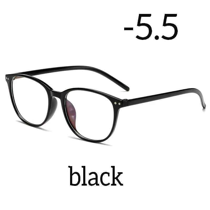 black myopia 5.5 Seemfly готовые очки для близорукости ультралегкие ретро круглые очки для близорукости модная синяя пленка высота сверхлегкая 100-600 градусов - Цвет оправы: black myopia 5.5
